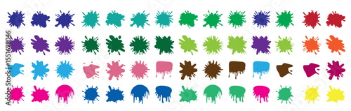 colored paint stains collection white background