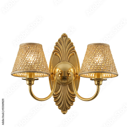Gold Sconce Lamp Light Fixture With Transparent Background