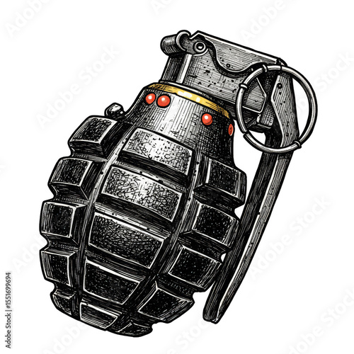 black grenade with red dots sketch clip art preview