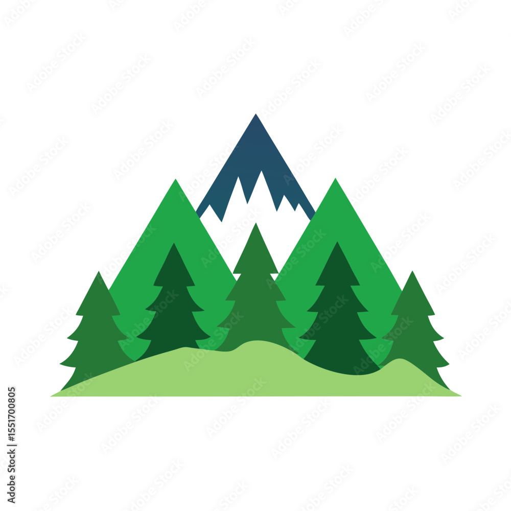 Obraz premium Forest mountain nature scenery icon Vector illustration on white background
