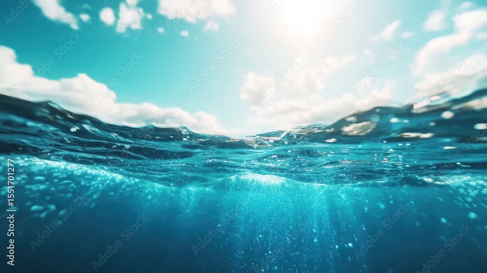 A serene underwater view captures the beauty of the blue ocean, illuminated by sunlight streaming through the surface, evoking feelings of tranquility and freedom. A serene underwater view captures the beauty of the blue ocean, illuminated by sunlight streaming through the surface, evoking feelings of tranquility and freedom.