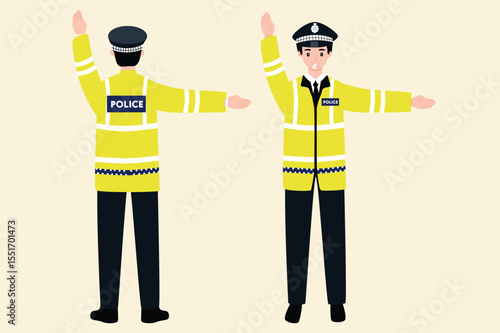 Traffic Police Officer Directing Vehicehicles with gesture