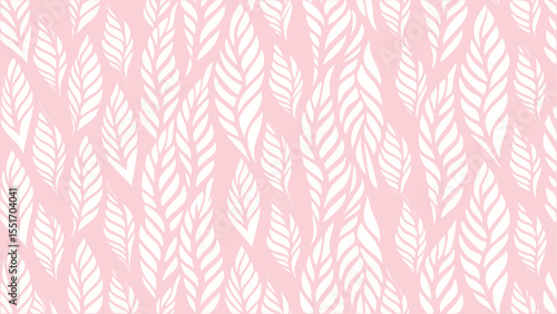 Fine Line Pink Leaves With Faded - Botanical Seamless Vector