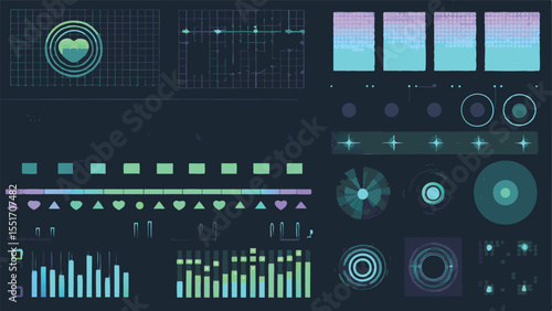 Health Tracking Widgets With Heart Rate - Botanical Seamless Vector