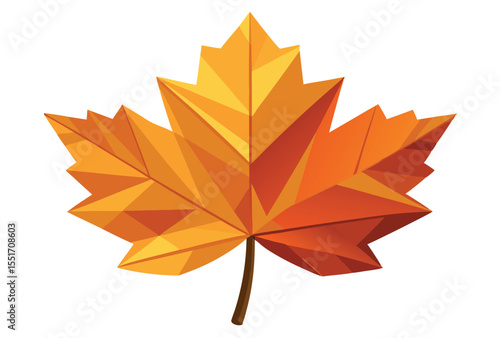 Low Poly autumn leaf vector nature landscape geometric autumn leaf polygonal icon illustration.	