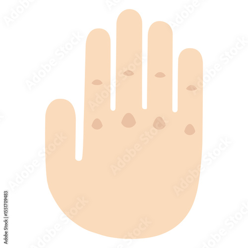 Raised Hand Gesture Illustration – Cartoon Style Clipart Isolated on White Background