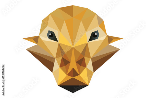 Low poly duck head vector clipart, geometric duck face illustration, polygonal animal icon art