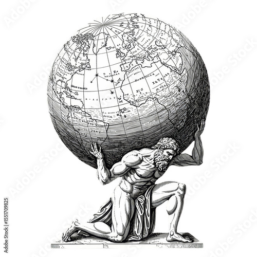 Wallpaper Mural Illustration of Atlas Holding Globe Burden in Mythology with Transparent Background Torontodigital.ca