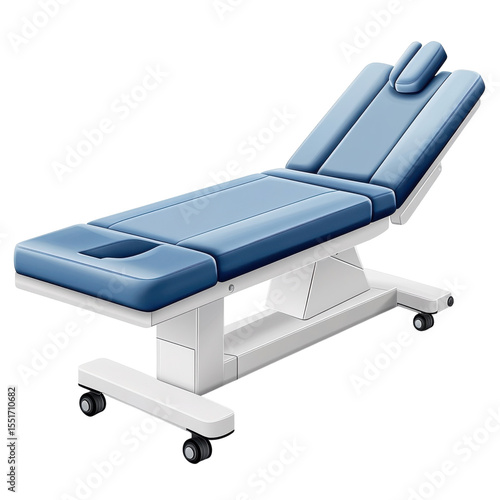 Modern blue electric examination table vector illustration medical chair on transparent background