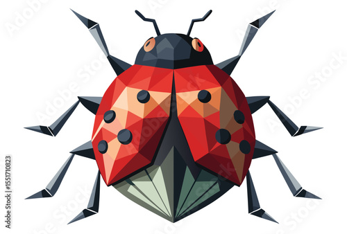 Ladybug Polygonal Low Poly Vector Icon in Geometric Style