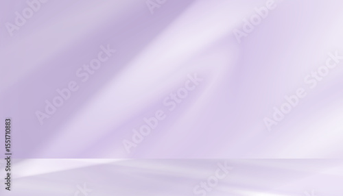 Purple Background,Studio Room with Abstract light,Leaves Shadow on Floor and Wall for Autumn Product Present.Backdrop Pastel Colour Gradient platform 3d Podium Display,Vector illustration banner