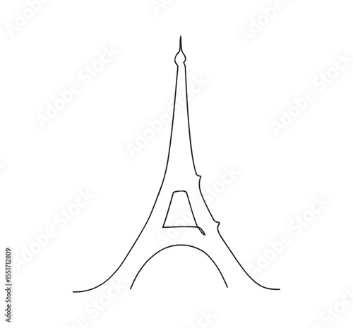 Eiffel Tower One Line Art – Minimalist Continuous Line Drawing of Paris Landmark
