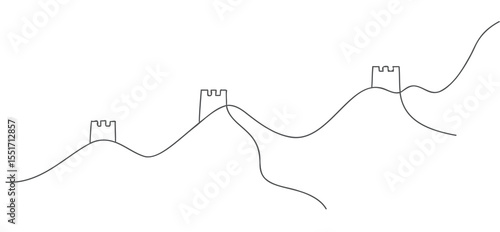 Great Wall of China One Line Art – Minimalist Continuous Line Drawing