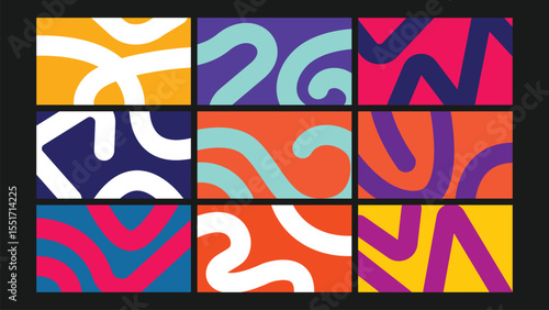 Vibrant Wavy Abstract Background Set