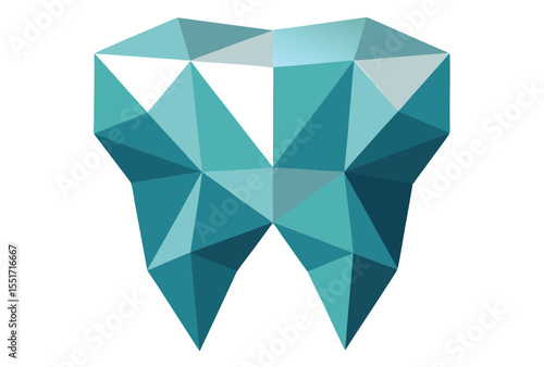 Low Poly Tooth Vector Geometric Style Polygonal Tooth Icon Illustration