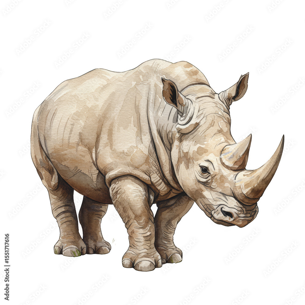 Fototapeta premium Illustration of Gray Rhinoceros Mammal Wildlife Isolated on Transparent Background