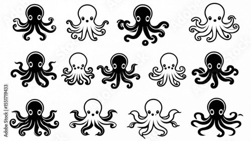 タコのキャラクターアイコン｜Octopus Character Icons