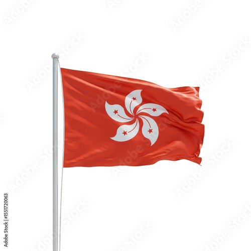 Illustration Of Hong Kong Flag Waving In The Wind With Transparent Background