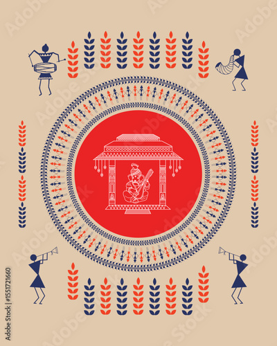 Warli Art: Ganapati Utsav Celebration - Traditional Indian Festival. Warli art, Ganapati Utsav, Ganesh Chaturthi, Indian tribal art