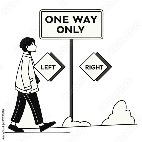 Go straight, this way, one way, only u turn left and right black arrow sign. Vector illustration