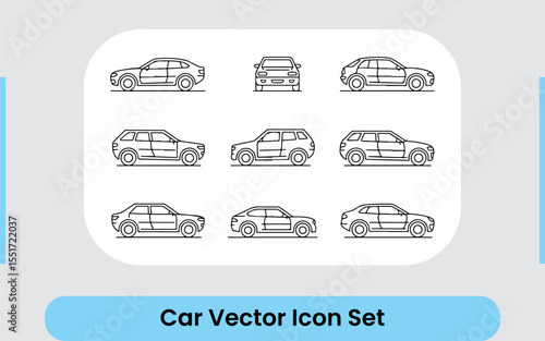 Various Car Types Outline Vector Set