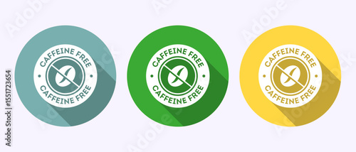 Caffeine free icon design illustration, No caffeine badge sticker label in shadow button design
