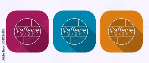 Caffeine free icon design illustration, No caffeine badge sticker label in shadow button design