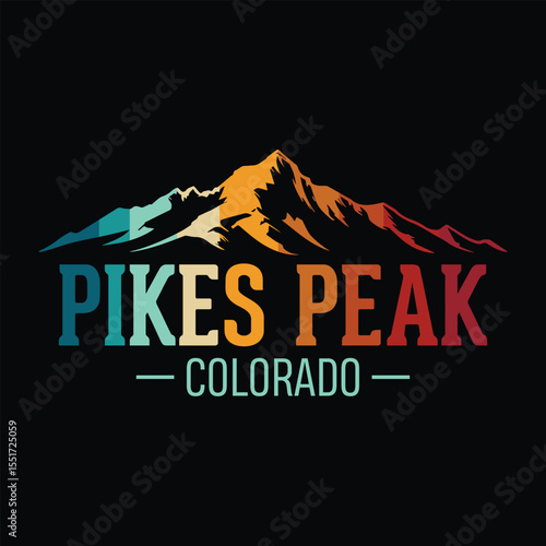 Pikes Peak, Colorado - Retro Adventure t-shirt design for tourism