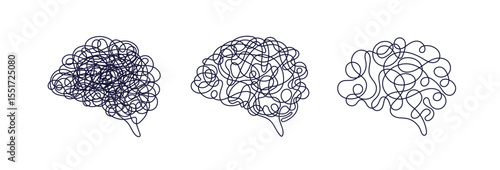 Tangled scribble brain Vector line sign Chaos mind