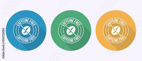 Caffeine free icon design illustration, No caffeine badge sticker label in shadow button design
