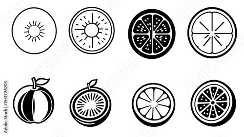 果物断面アイコンコレクション｜Fruit Cross-Section Icon Collection