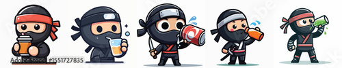 vector of a ninja drinking soda