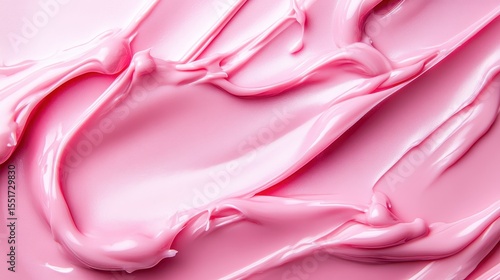 A close-up view of smooth pink cream spread across a surface evokes a sense of texture and color, highlighting artistic creativity and the aesthetic appeal of soft hues.