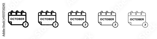 7 october date icon simple illustration logo art