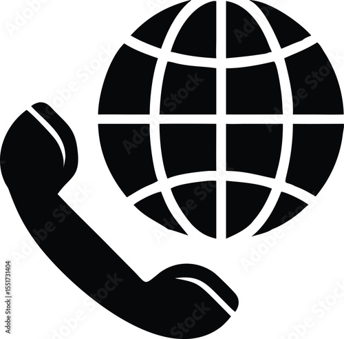 Global communication phone contact icon