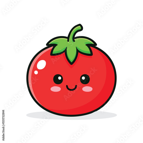 Wallpaper Mural Minimal Flat Vector of a Cute Tomato with Bold Black Outline, Happy Expression, No Gradients Torontodigital.ca