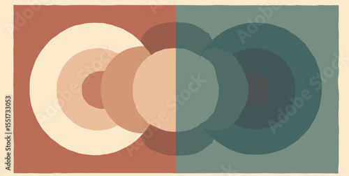 Offset concentric squares in brick, cream, forest, and slate