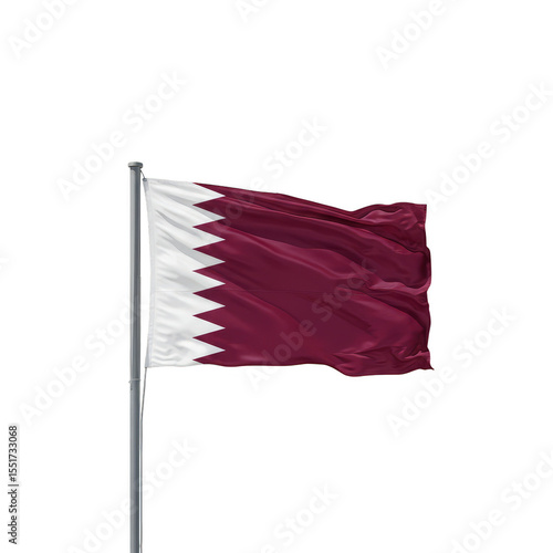 Illustration of Waving Qatari Flag Qatar National Symbol On Transparent Background