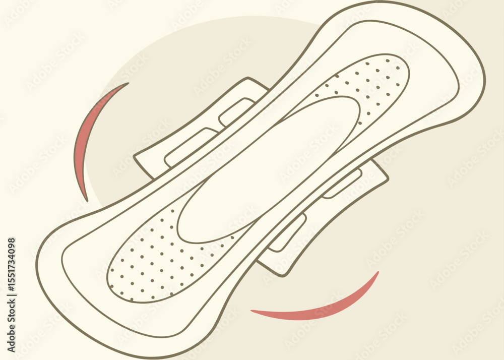 Sanitary pad illustration, in beige tones, for women's health resources Sanitary pad illustration, in beige tones, for women's health resources