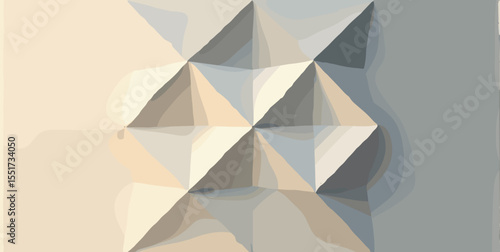 Folded paper origami grid in stone, wheat, and graphite