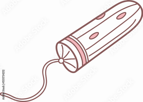 Tampon illustration in pink and white, for feminine hygiene product packaging