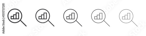 Bar chart with magnifying glass icon simple illustration logo art
