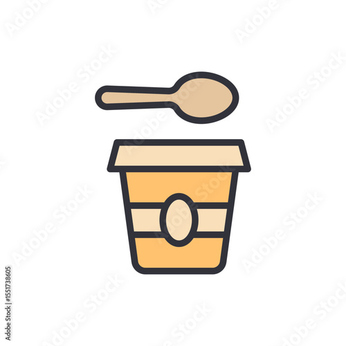 Delicious Yogurt Pot With Spoon Ready To Eat Illustration Design