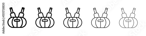 beer bottles in basket icon simple illustration logo art