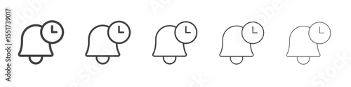 Bell and clock icon simple illustration logo art