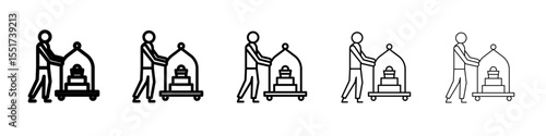 Bellboy with luggage cart icon simple illustration logo art