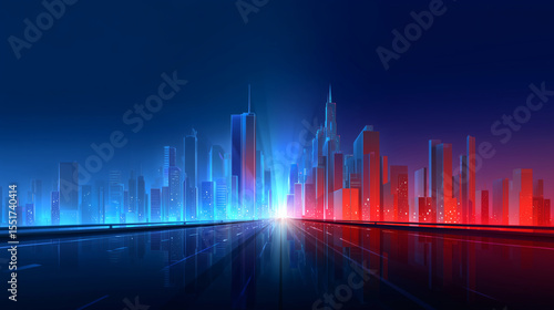 Abstract neon city background