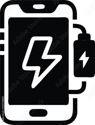 Phone charging icon showing power and energy icon