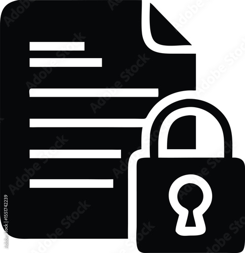 Secure document locked private data protection icon