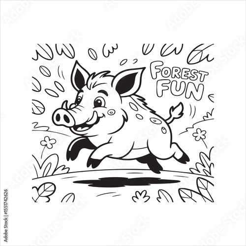 Wild Boar Silhouette Vector Illustration,Angry Wild Hog Black Silhouette Design,Boar Logo Design in Black Vector Style,Fierce Wild Pig Animal Vector Outline,Strong Wild Boar Animal Vector Icon